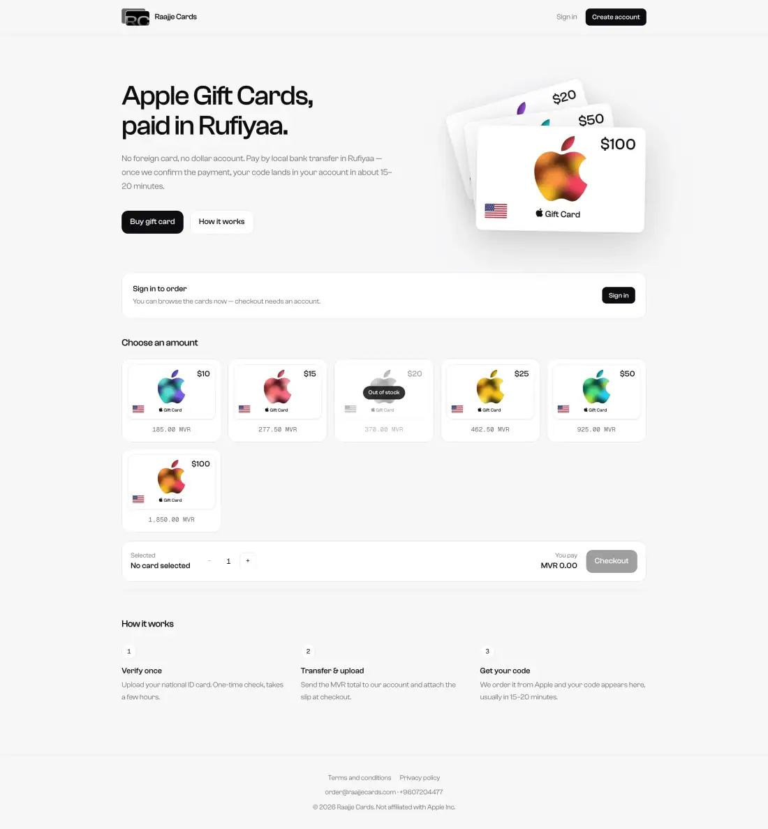 Raajje Cards website